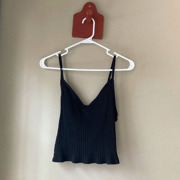 H & M Divided Black V Neck Crop Top L - Picture 1 of 6